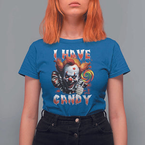 Halloween T Shirt For Women I Have Candy Scary Creepy Clown Lolipop TS11 Royal Blue Print Your Wear