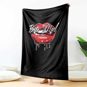 Halloween Throw Blanket Bite Me Vampire Red Lips Teeth Bloody TS11 Print Your Wear