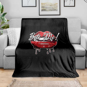 Halloween Throw Blanket Bite Me Vampire Red Lips Teeth Bloody TS11 Print Your Wear