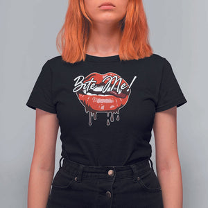 Halloween T Shirt For Women Bite Me Vampire Red Lips Teeth Bloody TS11 Black Print Your Wear