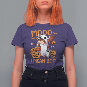 Spooky Cow Halloween T Shirt For Women Moo I Mean Boo Funny Ghost Heifer TS11 Purple Print Your Wear