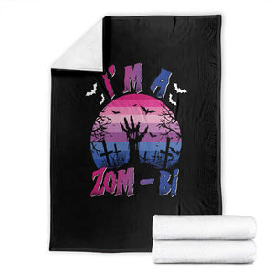 Funny Halloween Bisexual Throw Blanket I'm A Zom Bi Zombie LGBT TS11 Black Print Your Wear