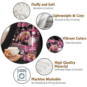 Funny Halloween Throw Blanket Boo Jee Pink Ghost Boujee Pumpkin Haunted House TS11 Print Your Wear