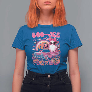 Funny Halloween T Shirt For Women Boo Jee Pink Ghost Boujee Pumpkin Haunted House TS11 Royal Blue Print Your Wear