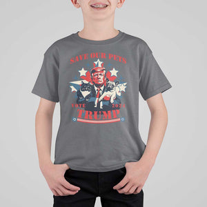 Funny Trump T Shirt For Kid Save Our Pets Vote Trump 2024 Dog Cat Star TS11 Charcoal Print Your Wear