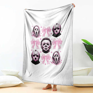 Halloween Throw Blanket Scary Murderers Pink Bows Coquette Aesthetic TS11 Print Your Wear