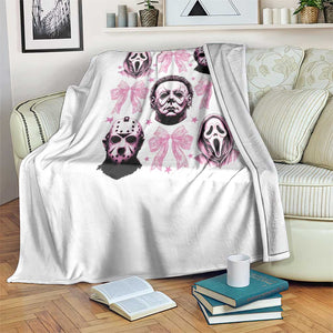 Halloween Throw Blanket Scary Murderers Pink Bows Coquette Aesthetic TS11 Print Your Wear