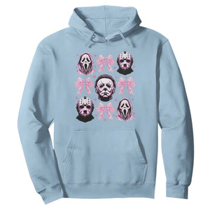 Halloween Hoodie Scary Murderers Pink Bows Coquette Aesthetic TS11 Light Blue Print Your Wear