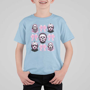 Halloween T Shirt For Kid Scary Murderers Pink Bows Coquette Aesthetic TS11 Light Blue Print Your Wear