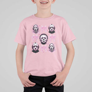 Halloween T Shirt For Kid Scary Murderers Pink Bows Coquette Aesthetic TS11 Light Pink Print Your Wear