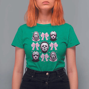 Halloween T Shirt For Women Scary Murderers Pink Bows Coquette Aesthetic TS11 Irish Green Print Your Wear