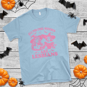 Halloween LGBT T Shirt All The Cool Witches Are Lesbians Spooky Season TS11 Light Blue Print Your Wear