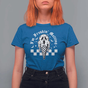 Funny Halloween T Shirt For Women I'm Freakin' Melting Ice Cream Scream Bat TS11 Royal Blue Print Your Wear
