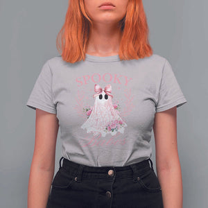 Halloween T Shirt For Women Spooky Babes Pink Ghost Coquette Aesthetic TS11 Ice Gray Print Your Wear