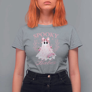Halloween T Shirt For Women Spooky Babes Pink Ghost Coquette Aesthetic TS11 Sport Gray Print Your Wear