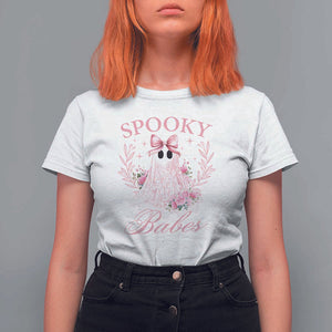 Halloween T Shirt For Women Spooky Babes Pink Ghost Coquette Aesthetic TS11 White Print Your Wear