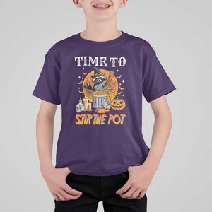 Funny Halloween T Shirt For Kid Time To Stir The Pot Cute Raccoon Pumpkin TS11 Purple Print Your Wear