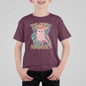 Halloween Western T Shirt For Kid Boot Scootin' Spooky Cute Country Cowboy Ghost TS11 Maroon Print Your Wear