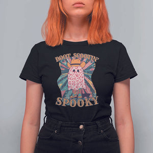 Halloween Western T Shirt For Women Boot Scootin' Spooky Cute Country Cowboy Ghost TS11 Black Print Your Wear