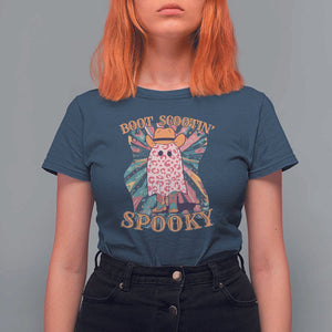 Halloween Western T Shirt For Women Boot Scootin' Spooky Cute Country Cowboy Ghost TS11 Navy Print Your Wear