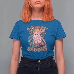 Halloween Western T Shirt For Women Boot Scootin' Spooky Cute Country Cowboy Ghost TS11 Royal Blue Print Your Wear