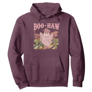 Halloween Western Hoodie Boo Haw Cute Country Cowboy Ghost TS11 Maroon Print Your Wear