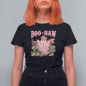 Halloween Western T Shirt For Women Boo Haw Cute Country Cowboy Ghost TS11 Black Print Your Wear