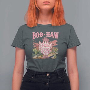 Halloween Western T Shirt For Women Boo Haw Cute Country Cowboy Ghost TS11 Dark Heather Print Your Wear