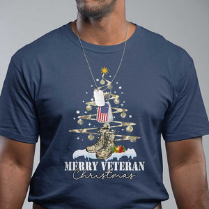 Veteran Day Xmas T Shirt Merry Veteran Christmas Fir Tree Dog Tag Combat Shoes TS11 Navy Print Your Wear