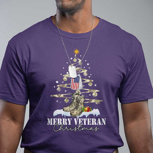 Veteran Day Xmas T Shirt Merry Veteran Christmas Fir Tree Dog Tag Combat Shoes TS11 Purple Print Your Wear