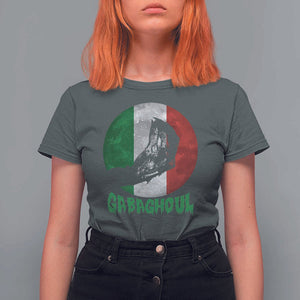 Funny Halloween T Shirt For Women Gabaghoul Zombie Hand Moon Italian Flag Moon TS11 Dark Heather Print Your Wear