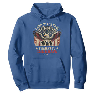 Veterans Hoodie Land Of The Free Thanks To The Brave American Flag Eagle TS11 Royal Blue Print Your Wear