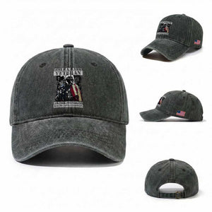 US Veterans Washed Cotton Baseball Cap I Am A Veteran My Oath Of Enlistment Has No Expiration Date Military TS11 Washed Cap Universal Fit Dark Green Print Your Wear