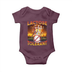 Funny Lactose Tolerant Baby Onesie Ironic Sarcastic Funny Humor Cringe Meme TS11 Maroon Print Your Wear