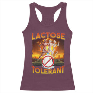 Funny Lactose Tolerant Racerback Tank Top Ironic Sarcastic Funny Humor Cringe Meme TS11 Maroon Print Your Wear