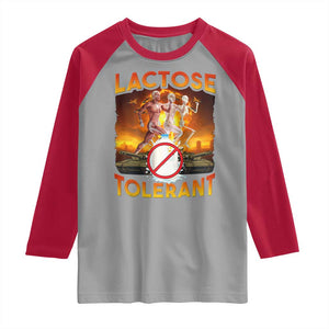 Funny Lactose Tolerant Raglan Shirt Ironic Sarcastic Funny Humor Cringe Meme TS11 Sport Gray Red Print Your Wear