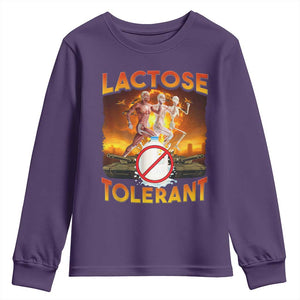 Funny Lactose Tolerant Youth Sweatshirt Ironic Sarcastic Funny Humor Cringe Meme TS11 Purple Print Your Wear