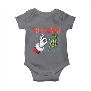 Funny 67 Christmas Baby Onesie Six Seven Meme Santa Skeleton Hands Gesture Gen Alpha TS11 Charcoal Print Your Wear