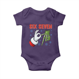 Funny 67 Christmas Baby Onesie Six Seven Meme Santa Skeleton Hands Gesture Gen Alpha TS11 Purple Print Your Wear