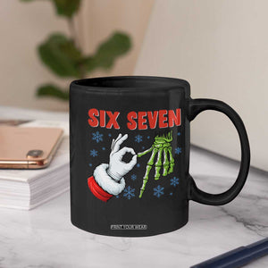 Funny 67 Christmas Coffee Mug Six Seven Meme Santa Skeleton Hands Gesture Gen Alpha TS11 Print Your Wear