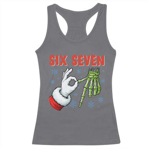 Funny 67 Christmas Racerback Tank Top Six Seven Meme Santa Skeleton Hands Gesture Gen Alpha TS11 Charcoal Print Your Wear