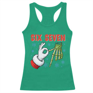Funny 67 Christmas Racerback Tank Top Six Seven Meme Santa Skeleton Hands Gesture Gen Alpha TS11 Irish Green Print Your Wear