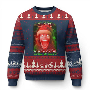 67 Six Seven Xmas Meme Ugly Christmas Sweater The Mason 67 Kid Gen Alpha Slang TS11 Navy Red Print Your Wear