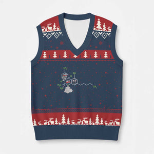 Cannabis Weed V-Neck Knit Sweater Vest Molecule THC Marijuana Stoner TS11 Navy Red Print Your Wear