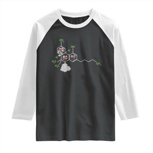 Cannabis Weed Raglan Shirt Molecule THC Marijuana Stoner TS11 Black White Print Your Wear