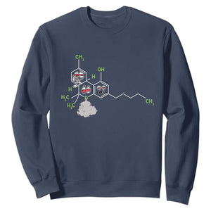 Cannabis Weed Sweatshirt Molecule THC Marijuana Stoner TS11 Navy Print Your Wear