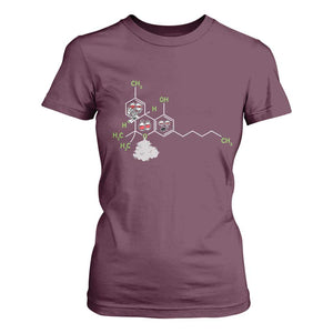 Cannabis Weed T Shirt For Women Molecule THC Marijuana Stoner TS11 Maroon Print Your Wear