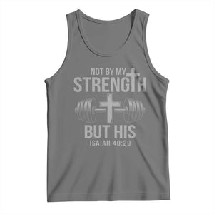 Not By My Strength But His Tank Top Christian Workout Gym Bible Verse TS11 Black Heather Print Your Wear