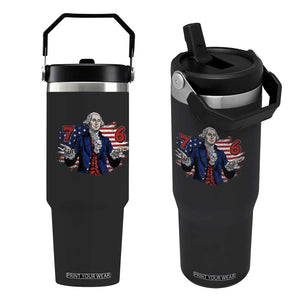 Funny George Washington 67 Flip Straw Tumbler Six Seven Meme Gen Alpha Slang TS11 One Size: 30 oz Black Print Your Wear