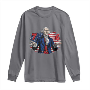 Funny George Washington 67 Long Sleeve Shirt Six Seven Meme Gen Alpha Slang TS11 Charcoal Print Your Wear